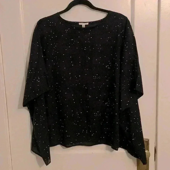 Eileen Fisher Ink Cotton Voile Splatter Polka Dot Box-top, Womens size L/XL - Picture 2 of 8